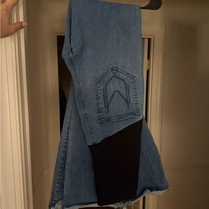 Maternity Show Me Your MuMu Blue and Black Flare Jeans